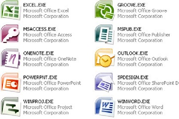 Скриншот всех программ Office 2007