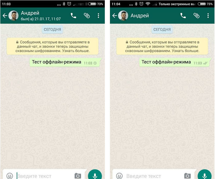 Оффлайн-режим в новой версии WhatsApp