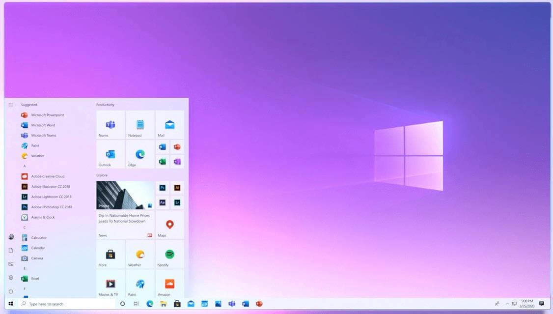 Новое меню в новом Windows 10